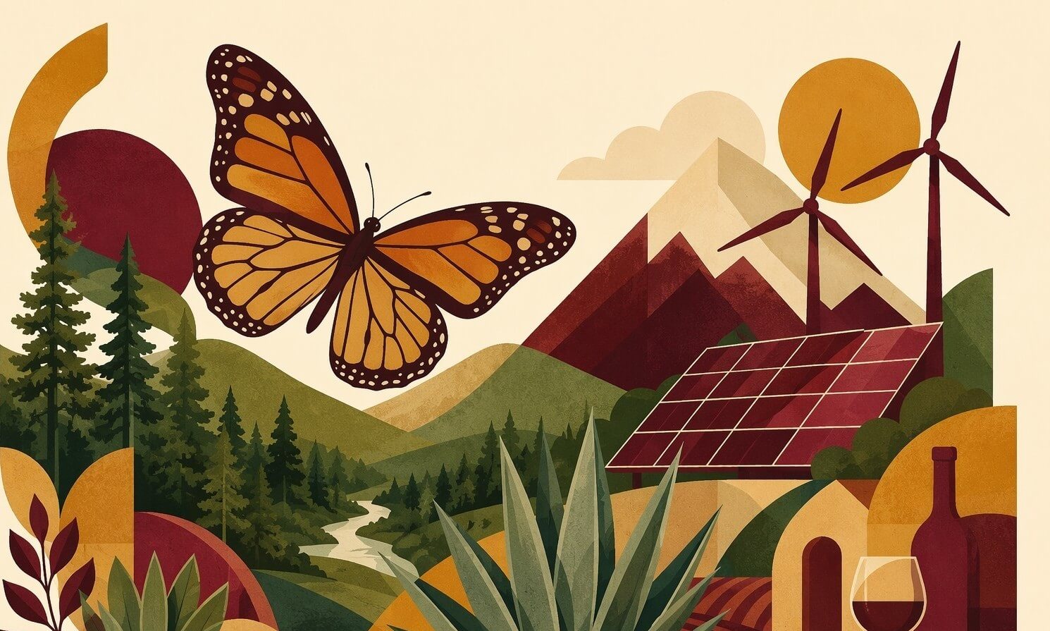 Ilustración de medio ambiente y sustentabilidad en México