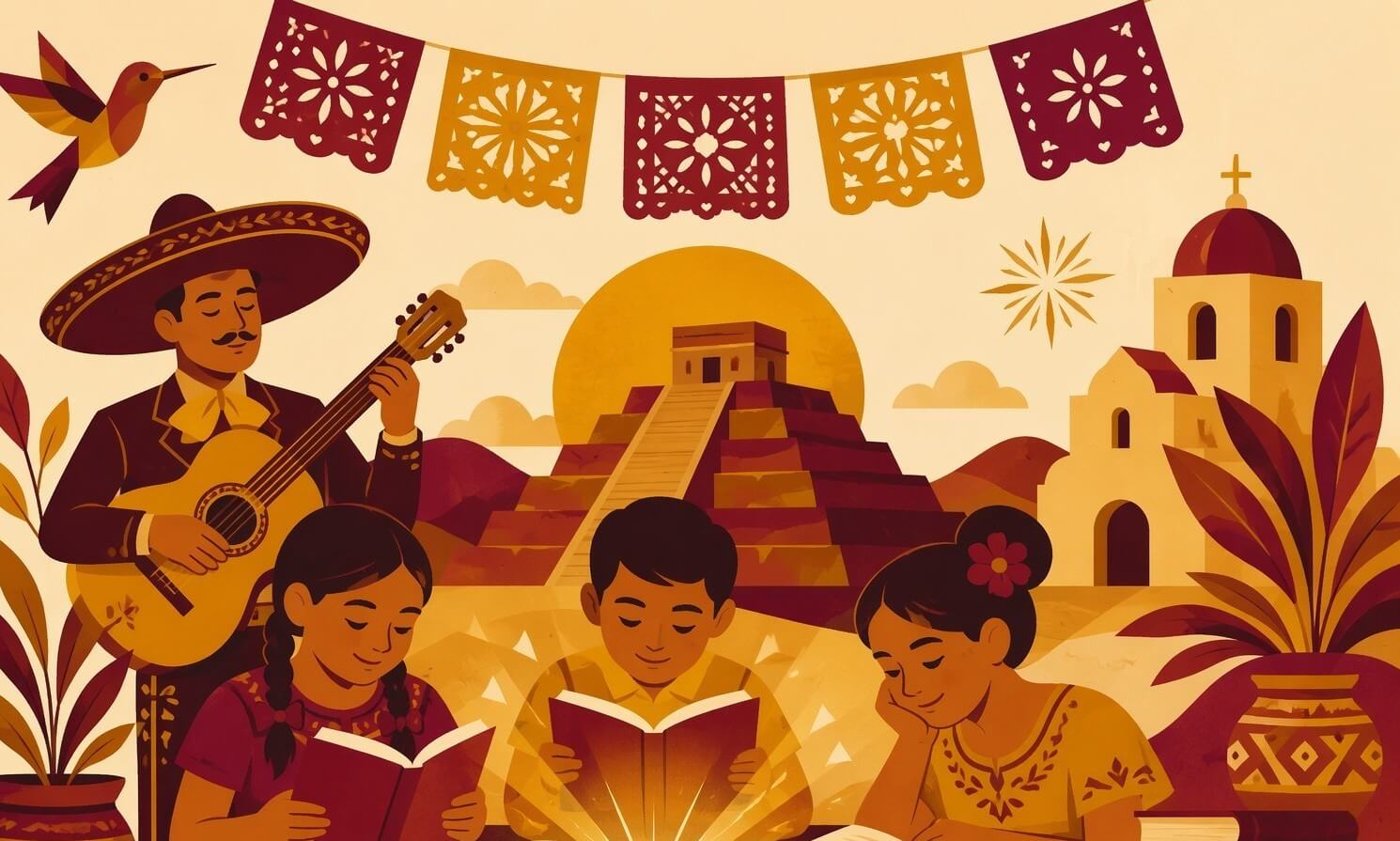 Ilustración de cultura y educación en México